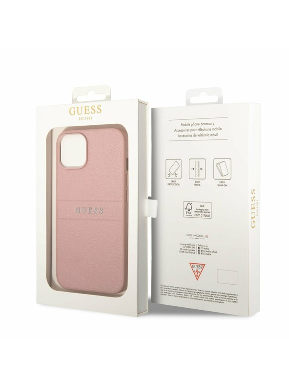 Guess Guess PU Leather Saffiano Zadný Kryt pre iPhone 14 Plus Pink