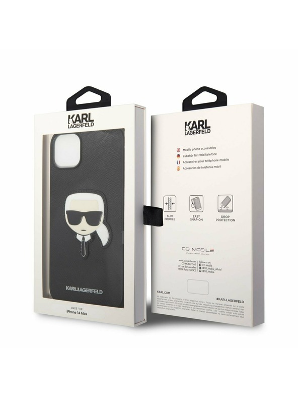 Karl Lagerfeld Karl Lagerfeld PU Saffiano Karl Head Zadný Kryt pre iPhone 14 Plus Black