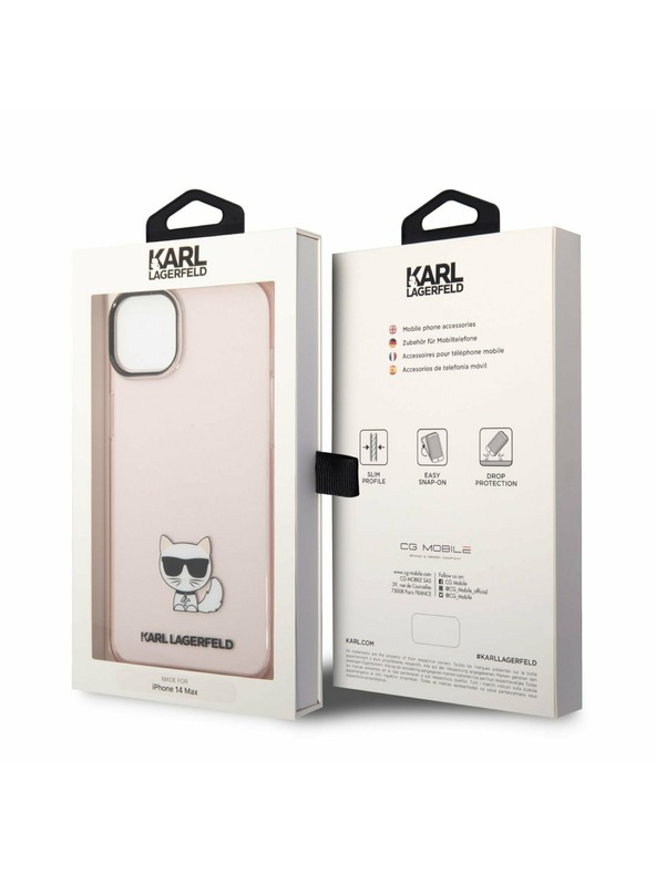 Karl Lagerfeld Karl Lagerfeld Choupette Logo Zadný Kryt pre iPhone 14 Plus Pink