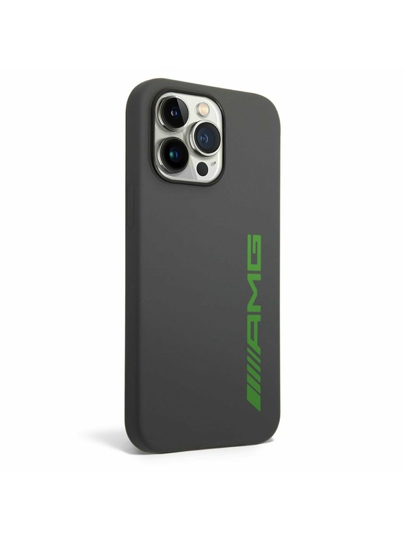 AMG AMG Liquid Silicone Green Logo Zadný Kryt pre iPhone 14 Pro Grey