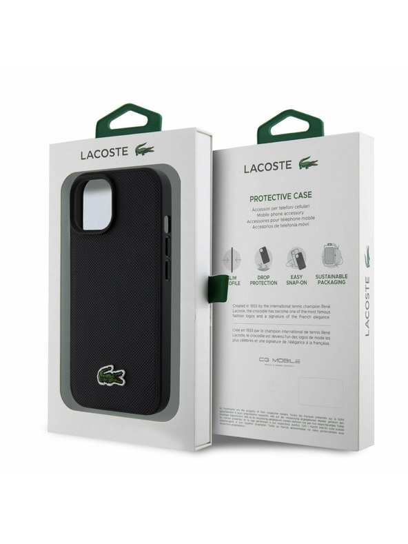 Lacoste Lacoste Iconic Petit Pique Woven Logo Magsafe Zadný Kryt pre iPhone 15 Black