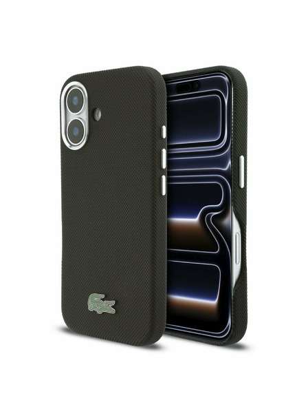Lacoste Lacoste PVC Iconic Petit Pique Metal Logo MagSafe Zadný Kryt pre iPhone 16 Black