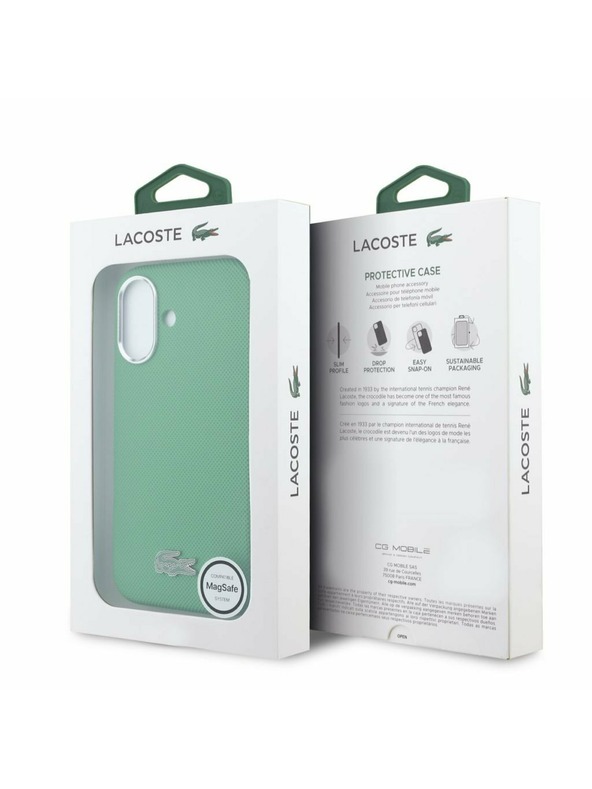 Lacoste Lacoste PVC Iconic Petit Pique Metal Logo MagSafe Zadný Kryt pre iPhone 16 Estragon Green