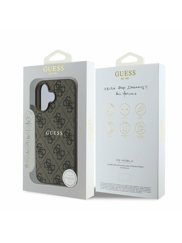 Guess Guess PU 4G Classic Logo MagSafe Zadný Kryt pre iPhone 16 Plus Brown