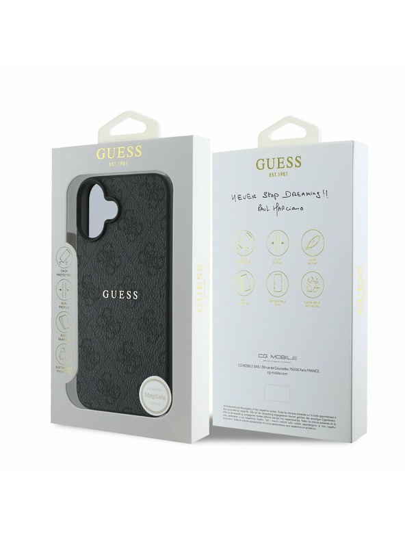 Guess Guess PU 4G Classic Logo MagSafe Zadný Kryt pre iPhone 16 Plus Black