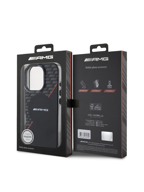 AMG AMG Rhombs MagSafe Zadný Kryt pre iPhone 16 Pro Black/Red