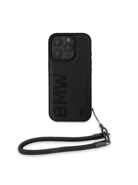 BMW BMW Leather Signature and Strap Zadný Kryt pre iPhone 16 Pro Black
