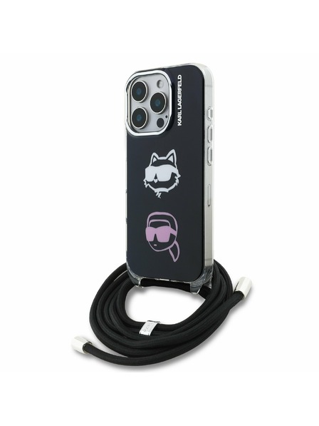Karl Lagerfeld Karl Lagerfeld IML Crossbody K&CH Heads Zadný Kryt pre iPhone 16 Pro Black
