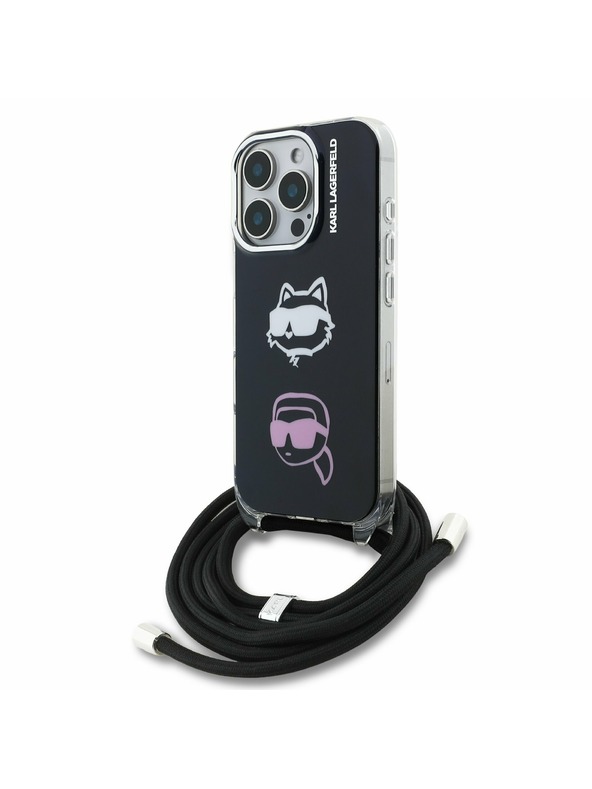 Karl Lagerfeld Karl Lagerfeld IML Crossbody K&CH Heads Zadný Kryt pre iPhone 16 Pro Black