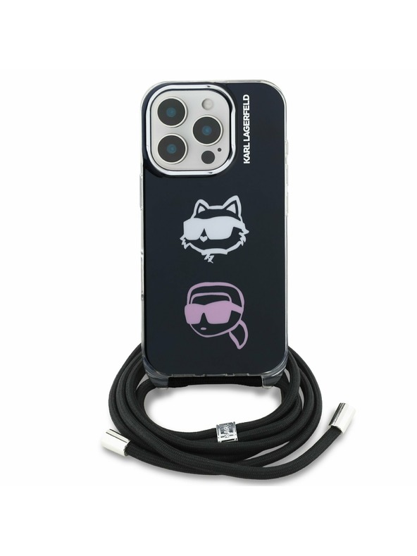 Karl Lagerfeld Karl Lagerfeld IML Crossbody K&CH Heads Zadný Kryt pre iPhone 16 Pro Black