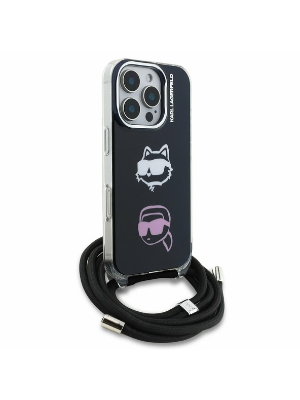 Karl Lagerfeld Karl Lagerfeld IML Crossbody K&CH Heads Zadný Kryt pre iPhone 16 Pro Black