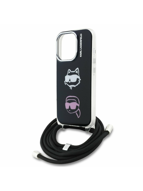 Karl Lagerfeld Karl Lagerfeld IML Crossbody K&CH Heads Zadný Kryt pre iPhone 16 Pro Black