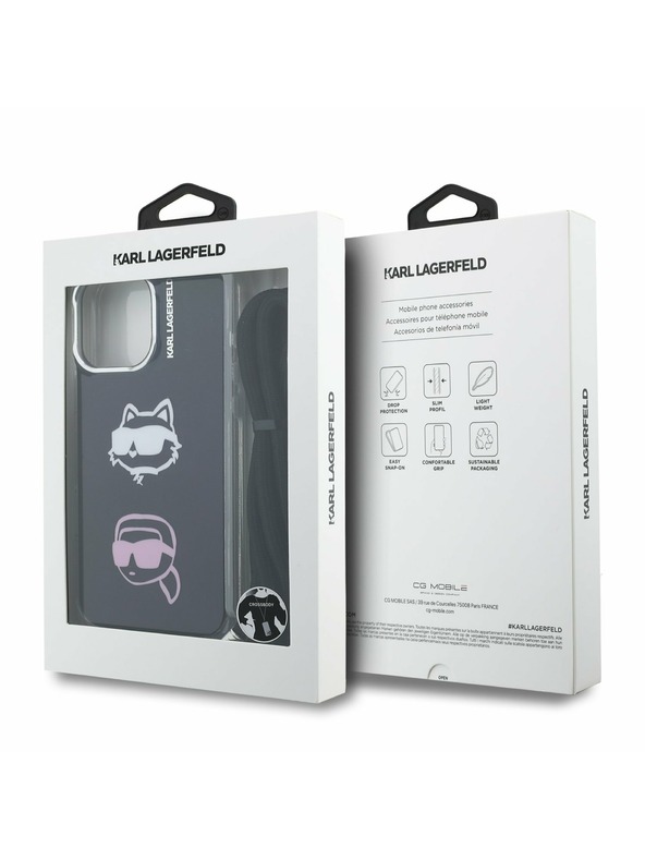 Karl Lagerfeld Karl Lagerfeld IML Crossbody K&CH Heads Zadný Kryt pre iPhone 16 Pro Black