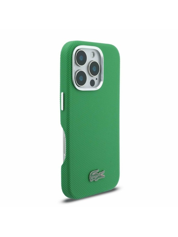 Lacoste Lacoste PVC Iconic Petit Pique Metal Logo MagSafe Zadný Kryt pre iPhone 16 Pro Estragon Green