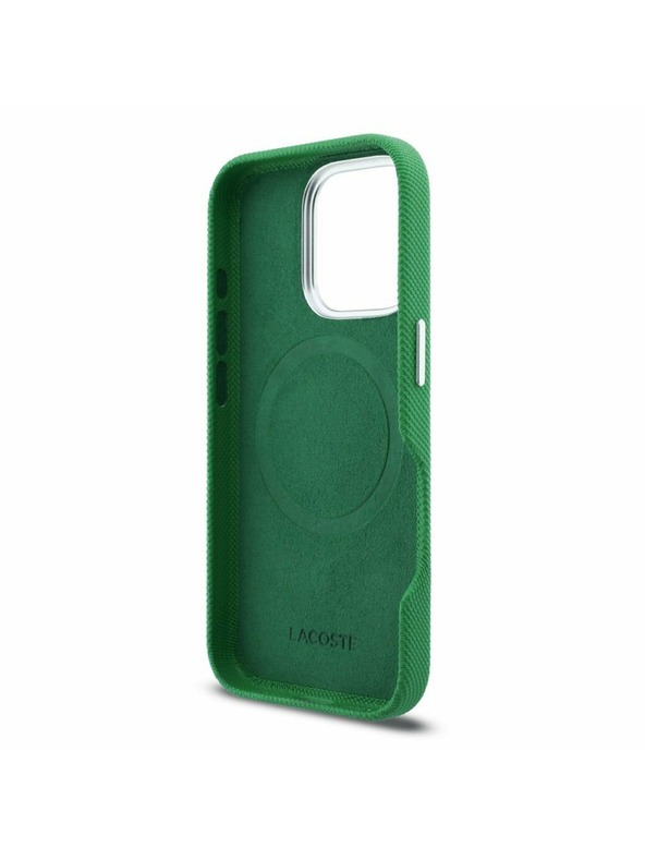 Lacoste Lacoste PVC Iconic Petit Pique Metal Logo MagSafe Zadný Kryt pre iPhone 16 Pro Estragon Green