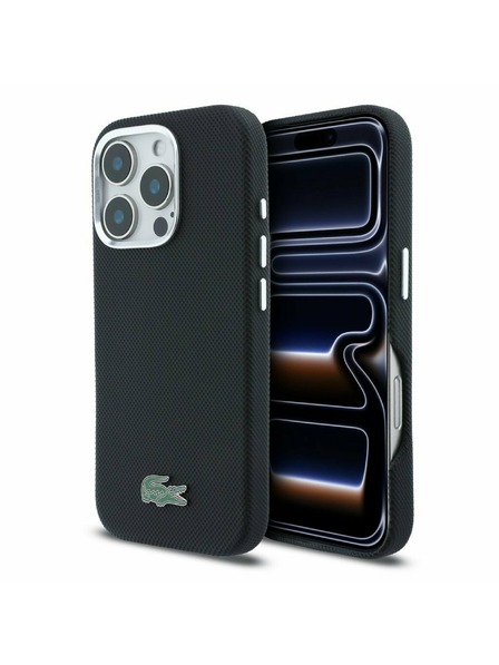 Lacoste Lacoste PVC Iconic Petit Pique Metal Logo MagSafe Zadný Kryt pre iPhone 16 Pro Black