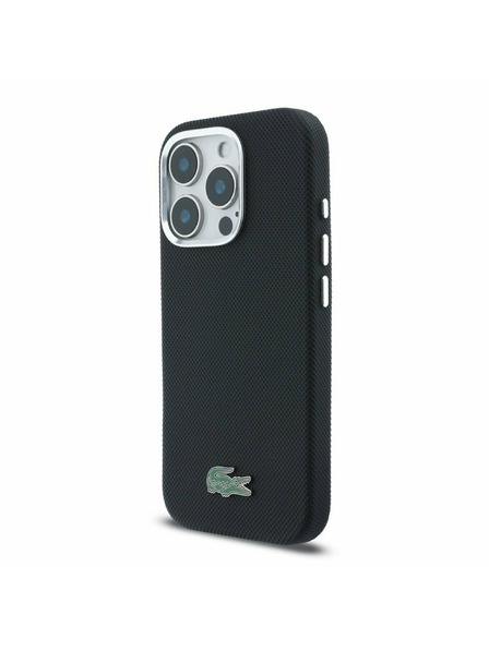 Lacoste Lacoste PVC Iconic Petit Pique Metal Logo MagSafe Zadný Kryt pre iPhone 16 Pro Black