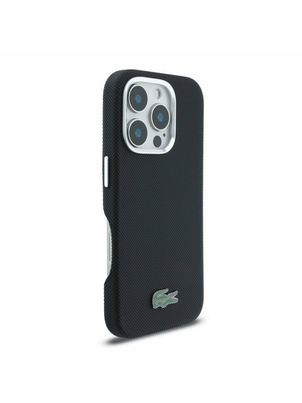 Lacoste Lacoste PVC Iconic Petit Pique Metal Logo MagSafe Zadný Kryt pre iPhone 16 Pro Black