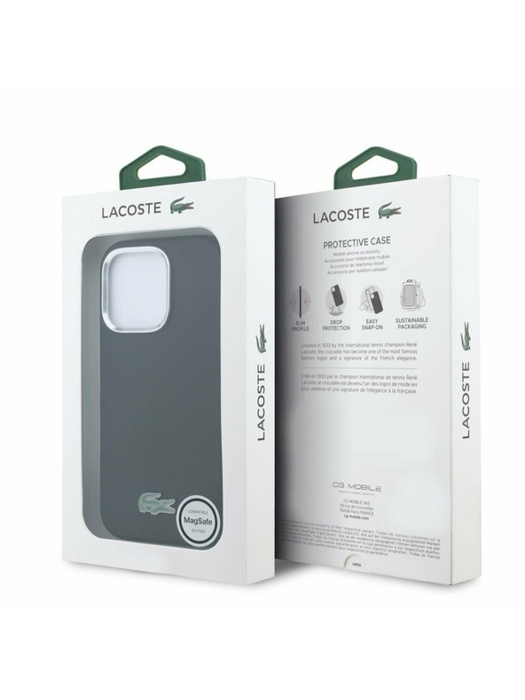 Lacoste Lacoste PVC Iconic Petit Pique Metal Logo MagSafe Zadný Kryt pre iPhone 16 Pro Black