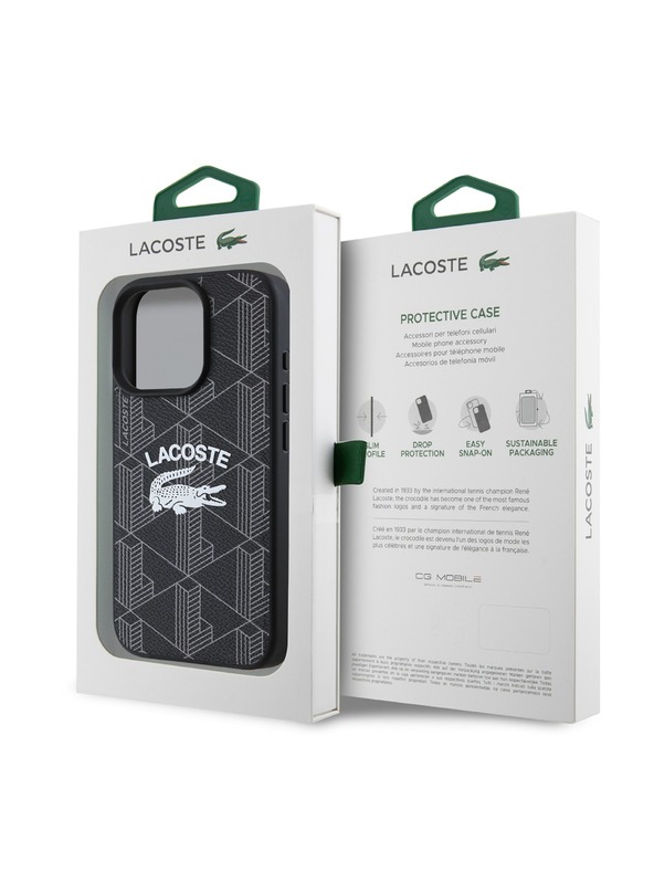 Lacoste Lacoste Blend Monogram MagSafe Zadný Kryt pre iPhone 16 Pro Black