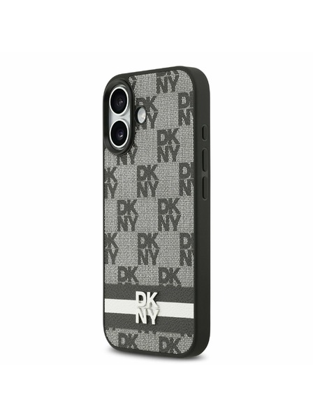 DKNY DKNY PU Leather Checkered Pattern and Stripe Zadný Kryt pre iPhone 17 Black