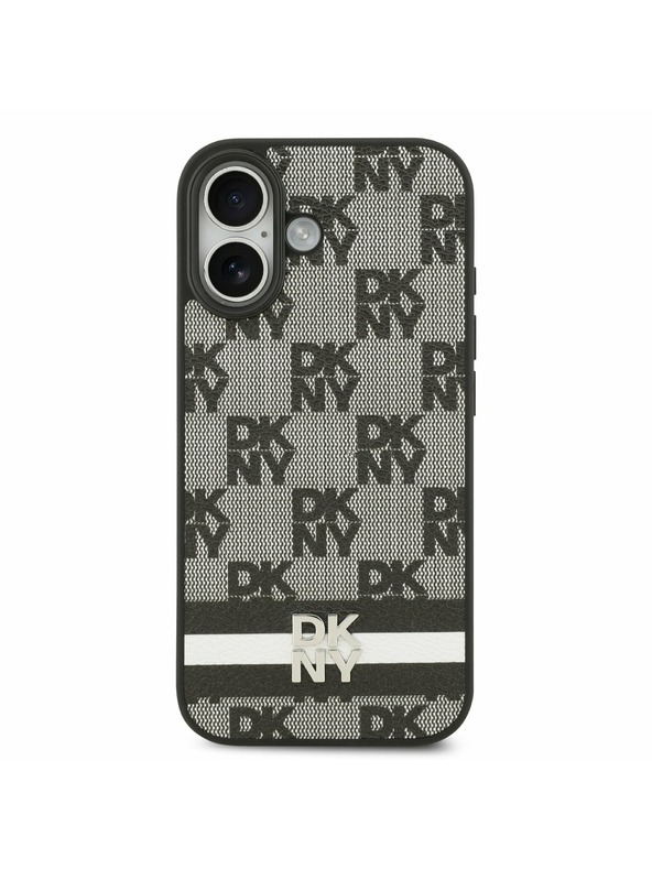 DKNY DKNY PU Leather Checkered Pattern and Stripe Zadný Kryt pre iPhone 17 Black