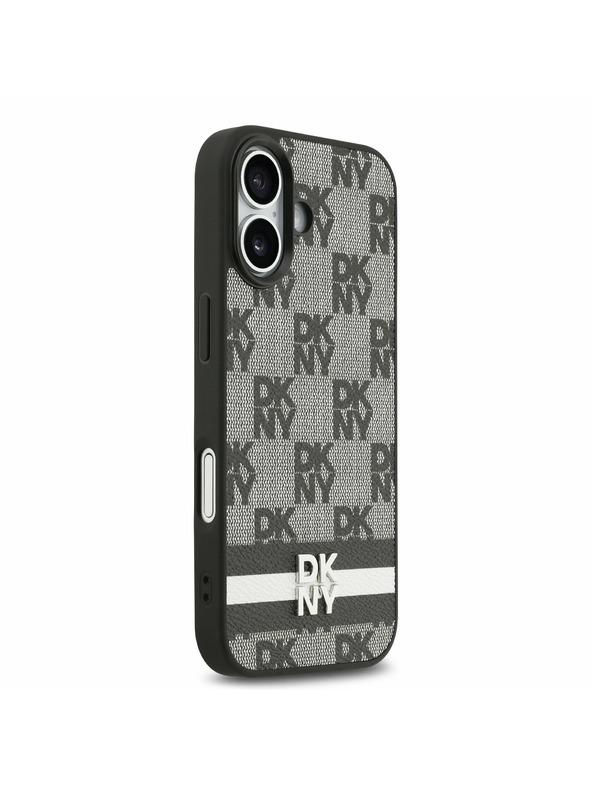DKNY DKNY PU Leather Checkered Pattern and Stripe Zadný Kryt pre iPhone 17 Black