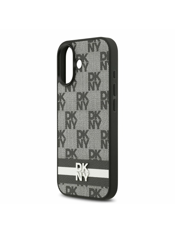 DKNY DKNY PU Leather Checkered Pattern and Stripe Zadný Kryt pre iPhone 17 Black