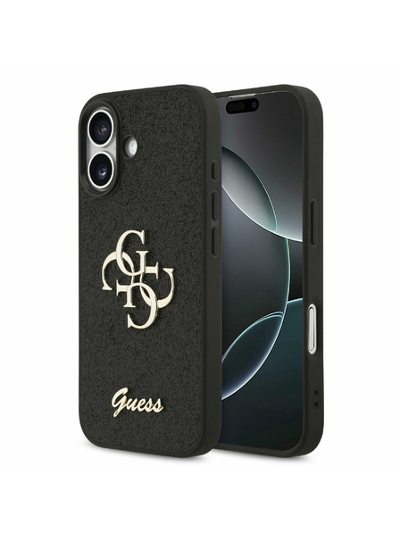 Guess Guess PU Fixed Glitter 4G Metal Logo Zadný Kryt pre iPhone 17 Black