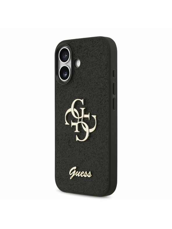 Guess Guess PU Fixed Glitter 4G Metal Logo Zadný Kryt pre iPhone 17 Black