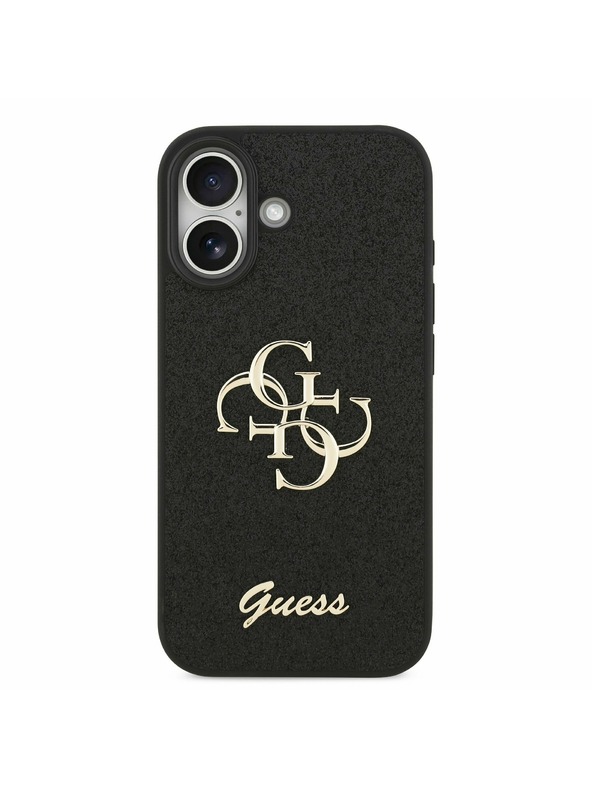 Guess Guess PU Fixed Glitter 4G Metal Logo Zadný Kryt pre iPhone 17 Black