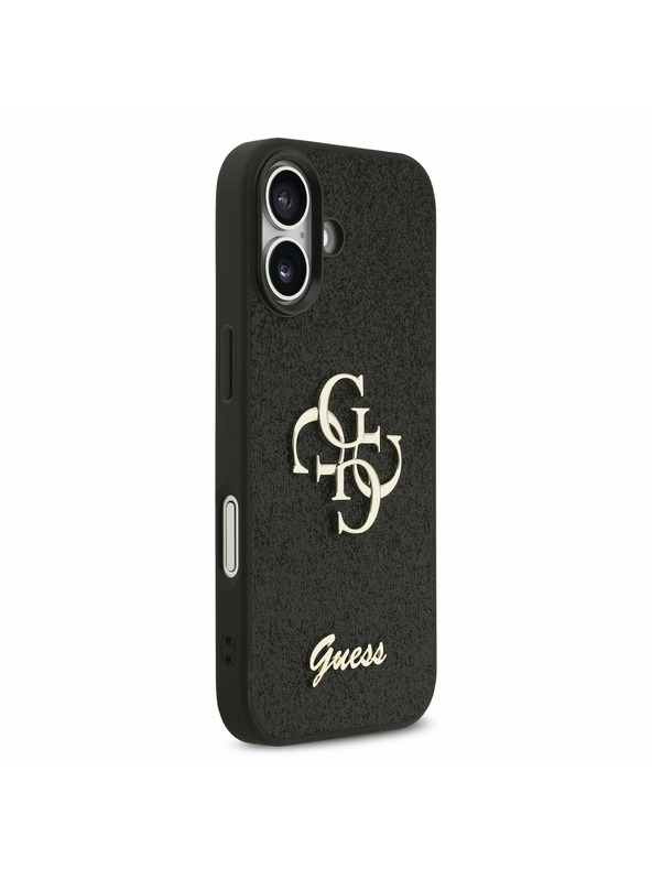 Guess Guess PU Fixed Glitter 4G Metal Logo Zadný Kryt pre iPhone 17 Black