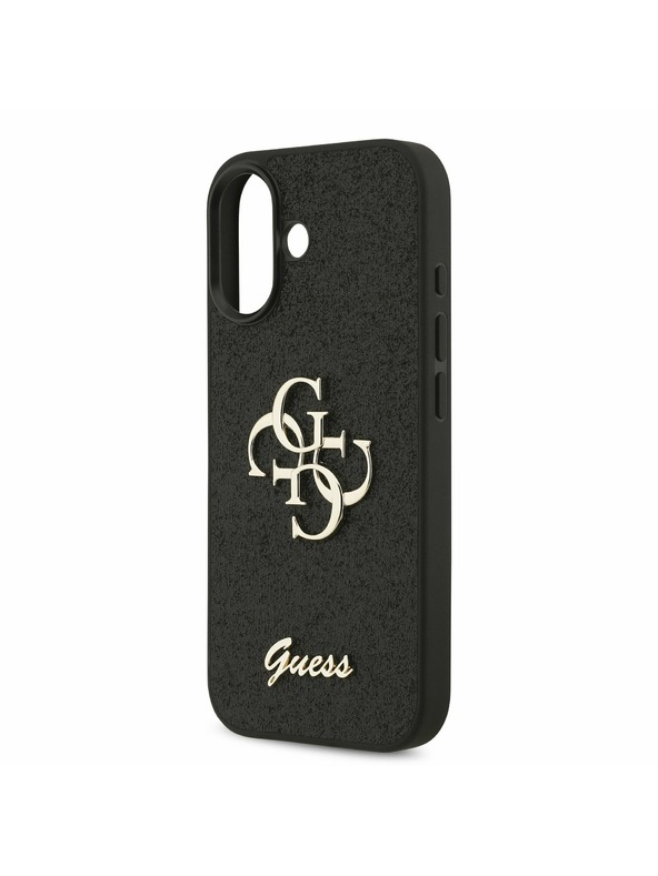 Guess Guess PU Fixed Glitter 4G Metal Logo Zadný Kryt pre iPhone 17 Black