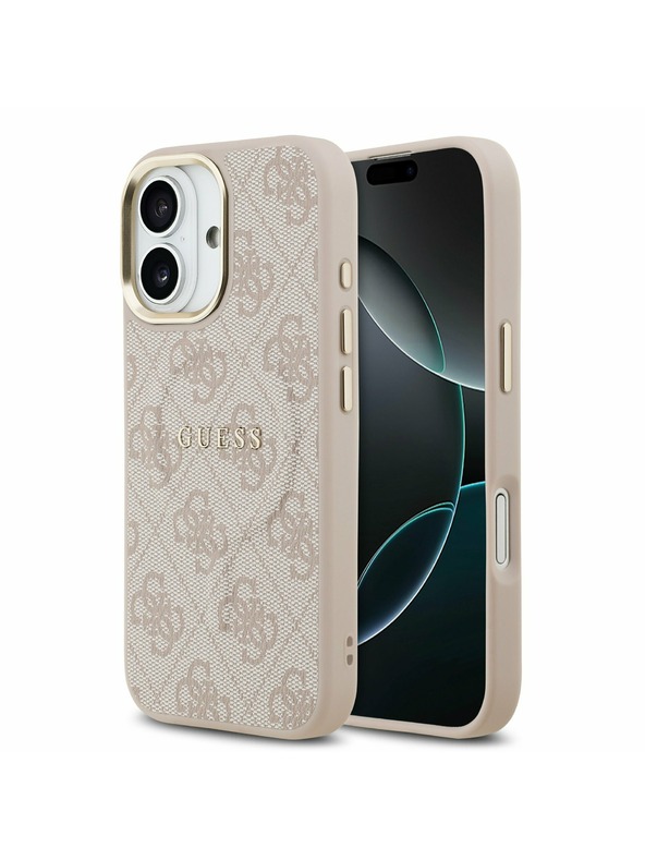 Guess Guess PU Leather 4G Gold Frame MagSafe Zadný Kryt pre iPhone 17 Pink