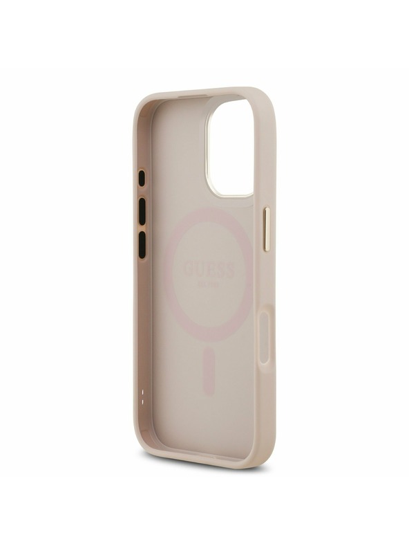 Guess Guess PU Leather 4G Gold Frame MagSafe Zadný Kryt pre iPhone 17 Pink