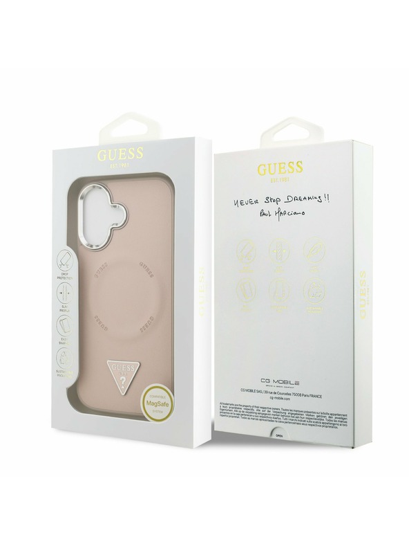 Guess Guess PU Leather Triangle Logo MagSafe Zadný Kryt pre iPhone 17 Pink