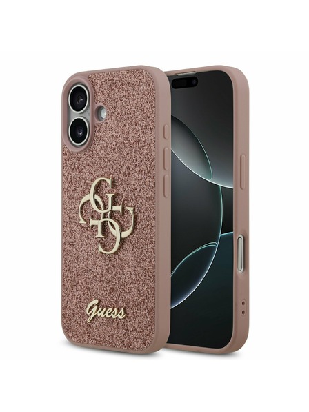 Guess Guess PU Fixed Glitter 4G Metal Logo Zadný Kryt pre iPhone 17 Pink