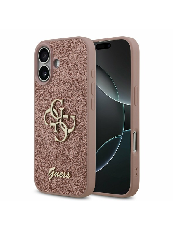 Guess Guess PU Fixed Glitter 4G Metal Logo Zadný Kryt pre iPhone 17 Pink
