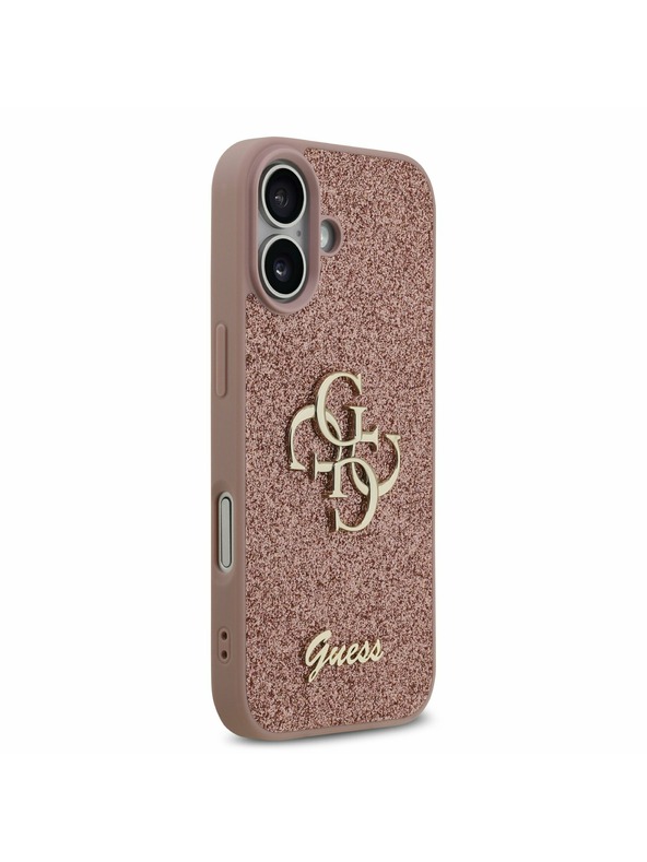 Guess Guess PU Fixed Glitter 4G Metal Logo Zadný Kryt pre iPhone 17 Pink