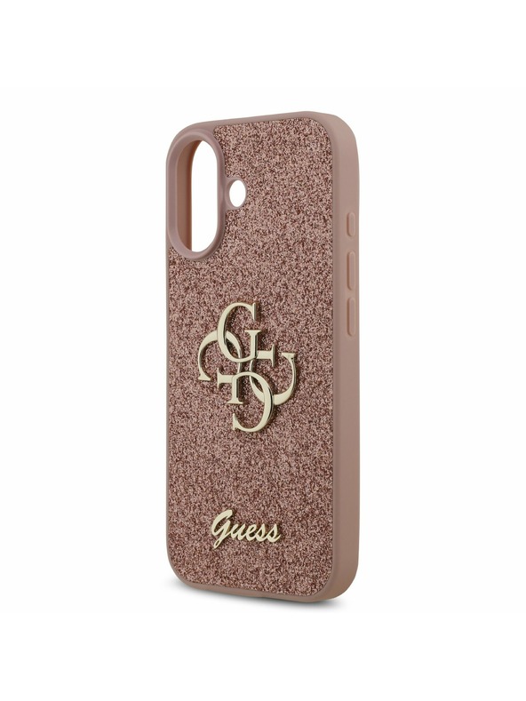 Guess Guess PU Fixed Glitter 4G Metal Logo Zadný Kryt pre iPhone 17 Pink