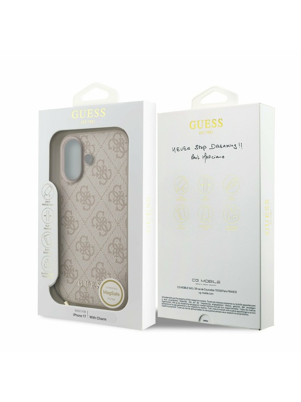 Guess Guess 4G Charm MagSafe Zadný Kryt pre iPhone 17 Tone on Tone Pink