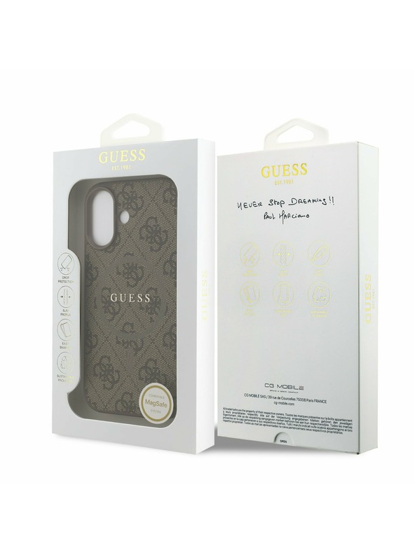 Guess Guess PU Leather 4G Colored Ring MagSafe Zadný Kryt pre iPhone 17 Brown