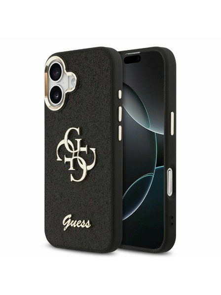 Guess Guess PU Fixed Glitter 4G Metal Frame Zadný Kryt pre iPhone 17 Black