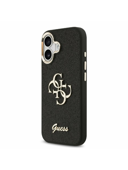 Guess Guess PU Fixed Glitter 4G Metal Frame Zadný Kryt pre iPhone 17 Black