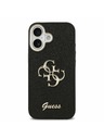 Guess Guess PU Fixed Glitter 4G Metal Frame Zadný Kryt pre iPhone 17 Black