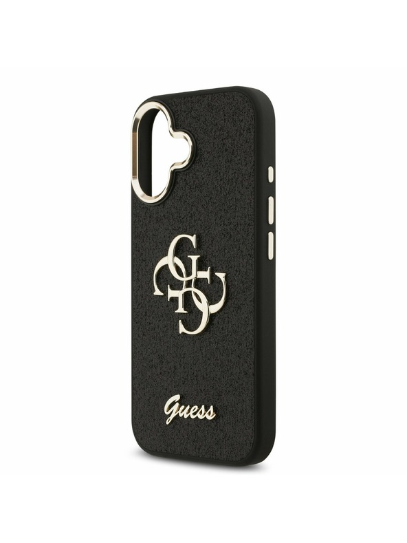 Guess Guess PU Fixed Glitter 4G Metal Frame Zadný Kryt pre iPhone 17 Black