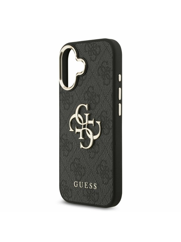 Guess Guess PU Leather 4G Metal Logo Gold Frame Zadný Kryt pre iPhone 17 Black