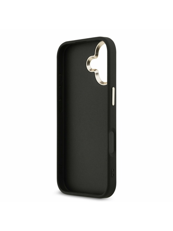 Guess Guess PU Leather 4G Metal Logo Gold Frame Zadný Kryt pre iPhone 17 Black