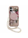 Guess Guess IML Flowers Strap MagSafe Zadný Kryt pre iPhone 17 Pink