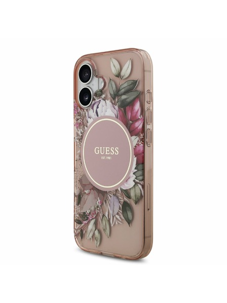 Guess Guess IML Flowers Strap MagSafe Zadný Kryt pre iPhone 17 Pink